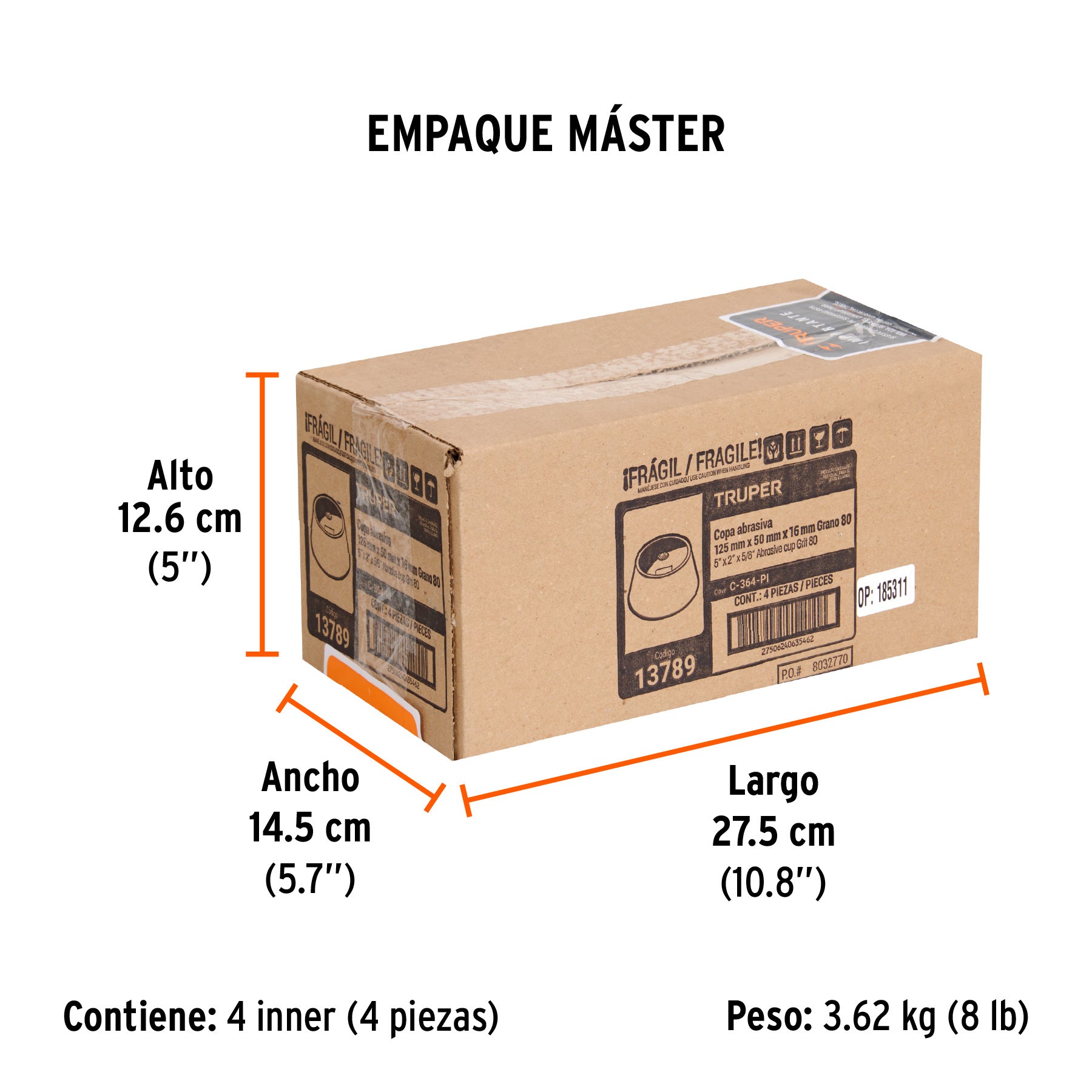 Copa desbaste, 5", grano 80 para piedra