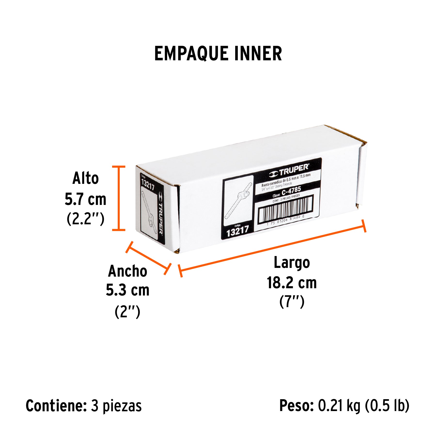 Barra corrediza para dados cuadro 1/4"