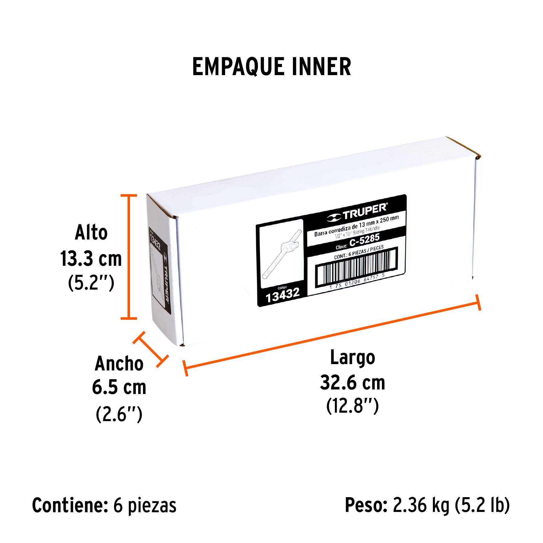 Barra corrediza para dados cuadro 1/2"