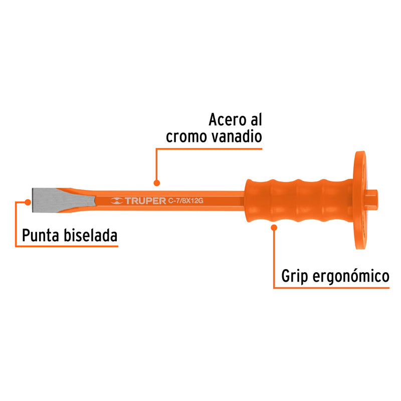 Cincel de corte frío, 7/8 x 12", con grip
