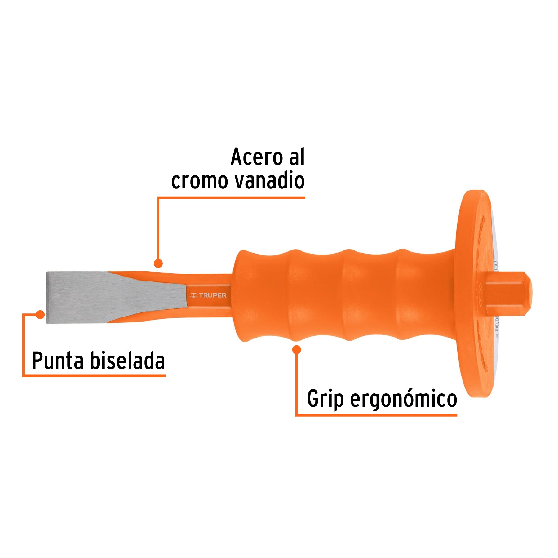 Cincel de corte frío 7/8 x 8" con grip, TRUPER