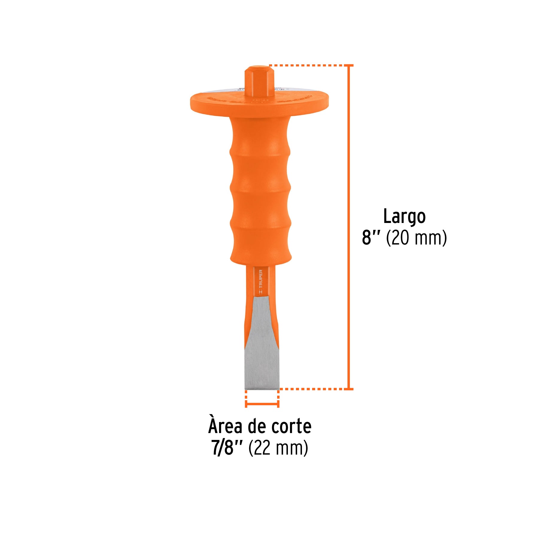 Cincel de corte frío 7/8 x 8" con grip, TRUPER