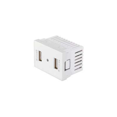 Toma con 2 puertos USB blanco de 1.5 módulos, línea Lisboa