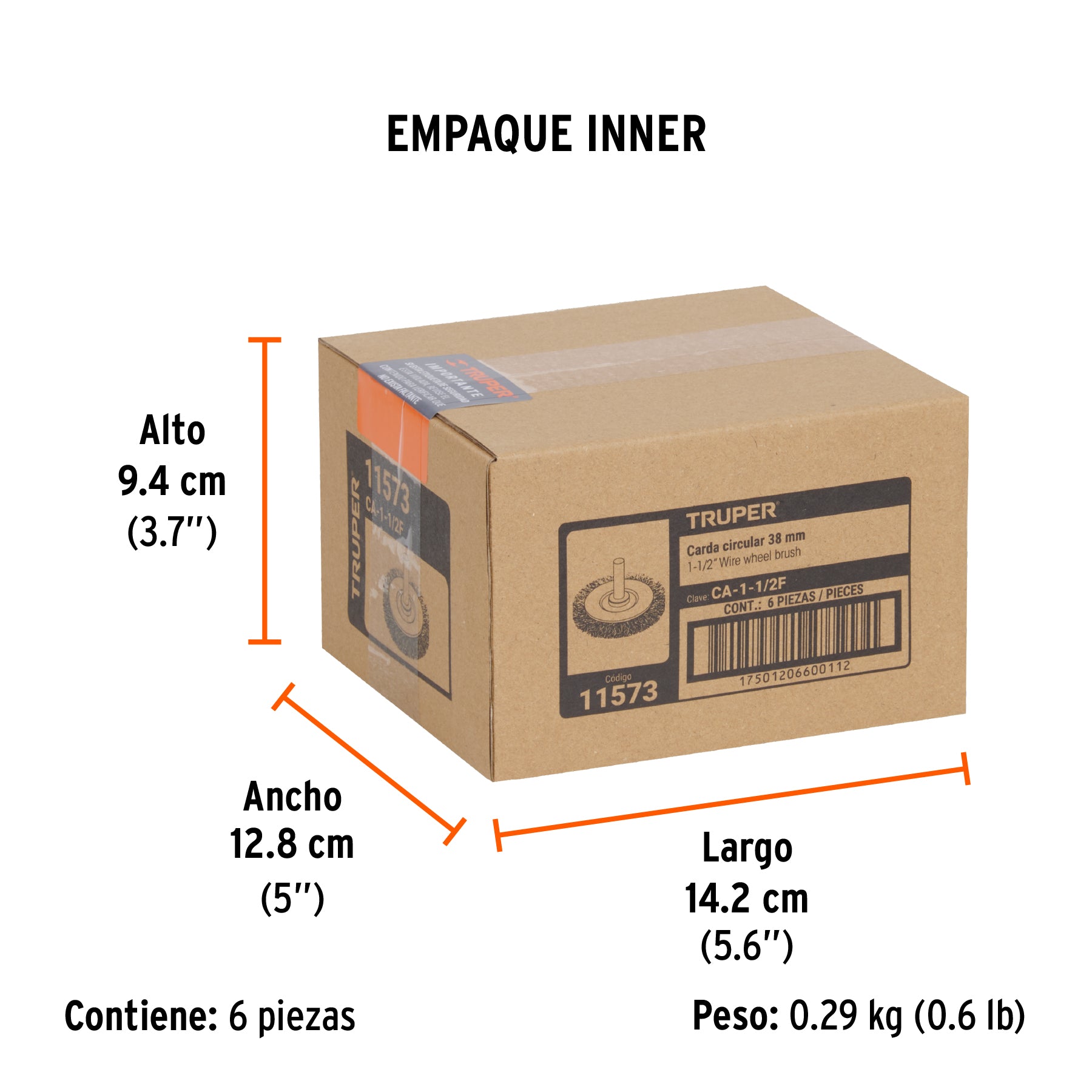 Carda circular 1-1/2", alambre fino, para taladro