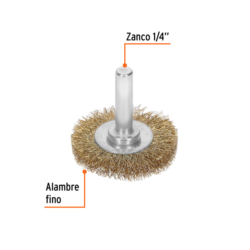 Carda circular 1-1/2", alambre fino, para taladro