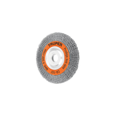 Carda alambre ondulado, 8 x 3/4" para esmeril