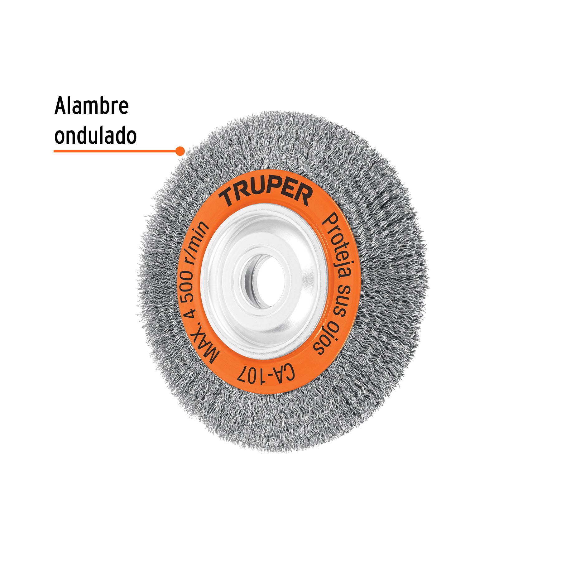 Carda alambre ondulado, 8 x 3/4" para esmeril