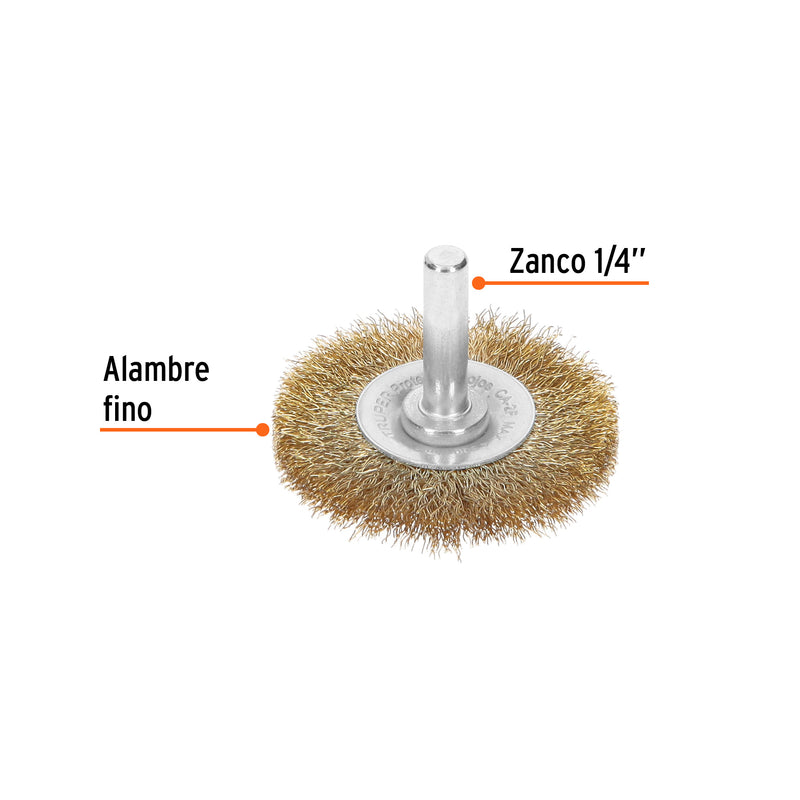 Carda circular 2", alambre fino, para taladro