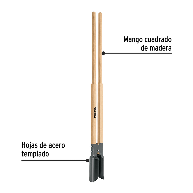 Cavador mango madera 44', Pretul