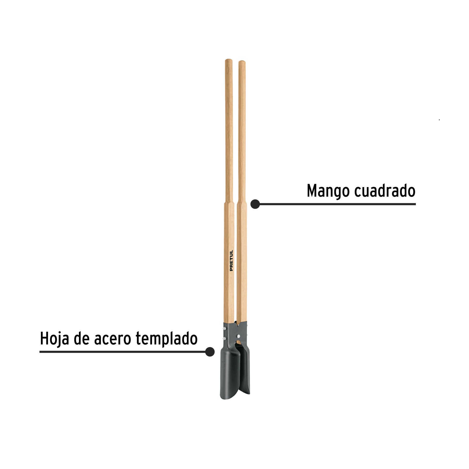 Cavador mango madera 44', Pretul