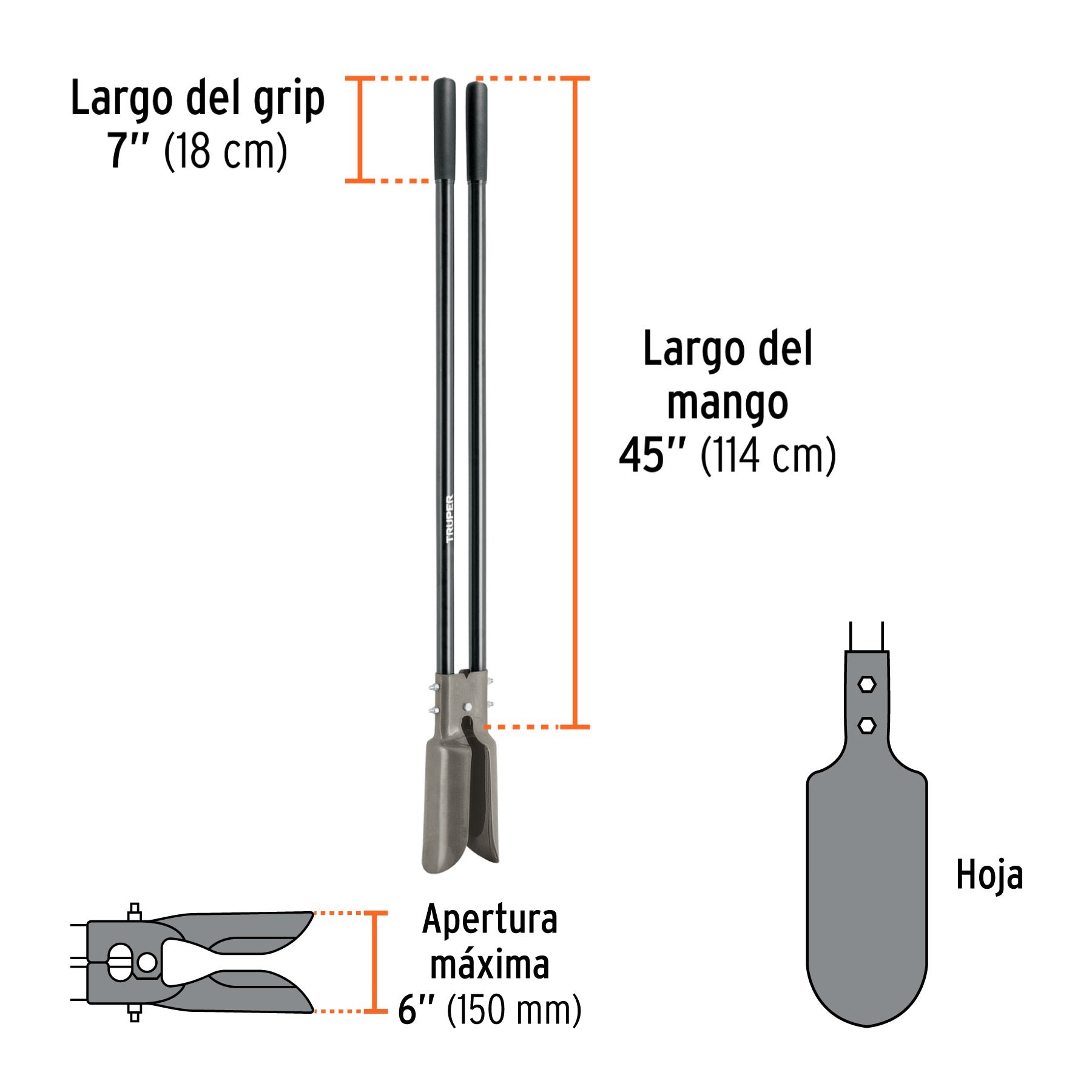 Cavador mango de acero 45"