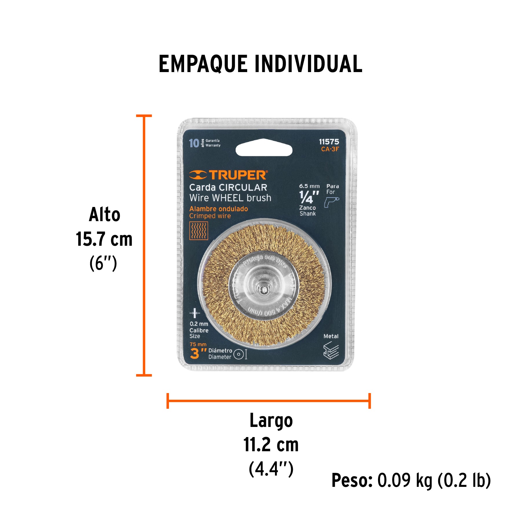 Carda circular 3", alambre fino, para taladro