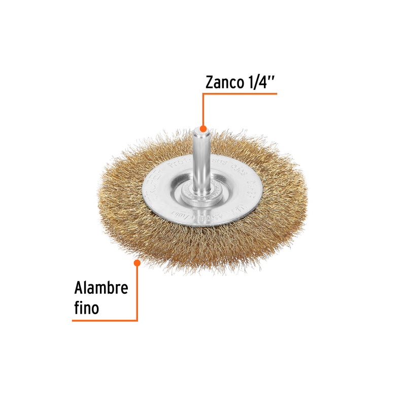 Carda circular 3", alambre fino, para taladro