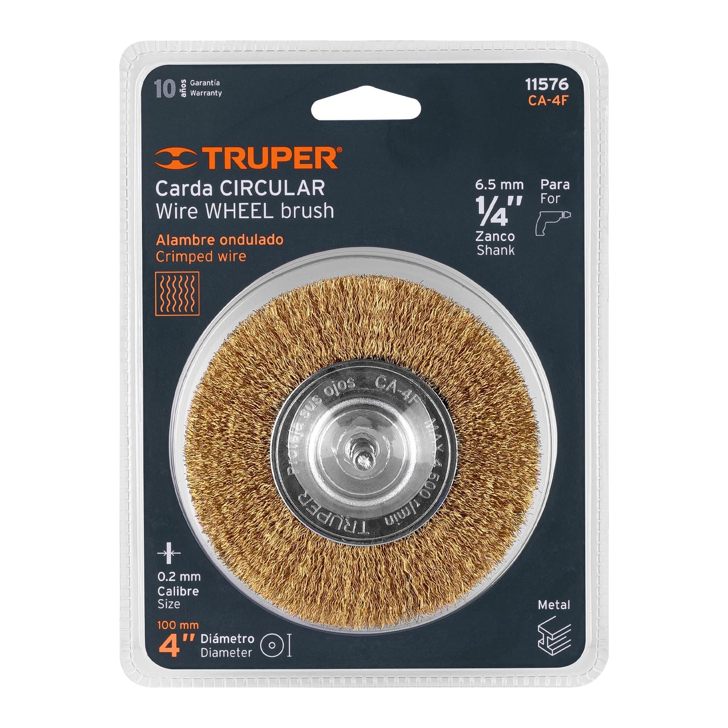 Carda circular 4", alambre fino, para taladro