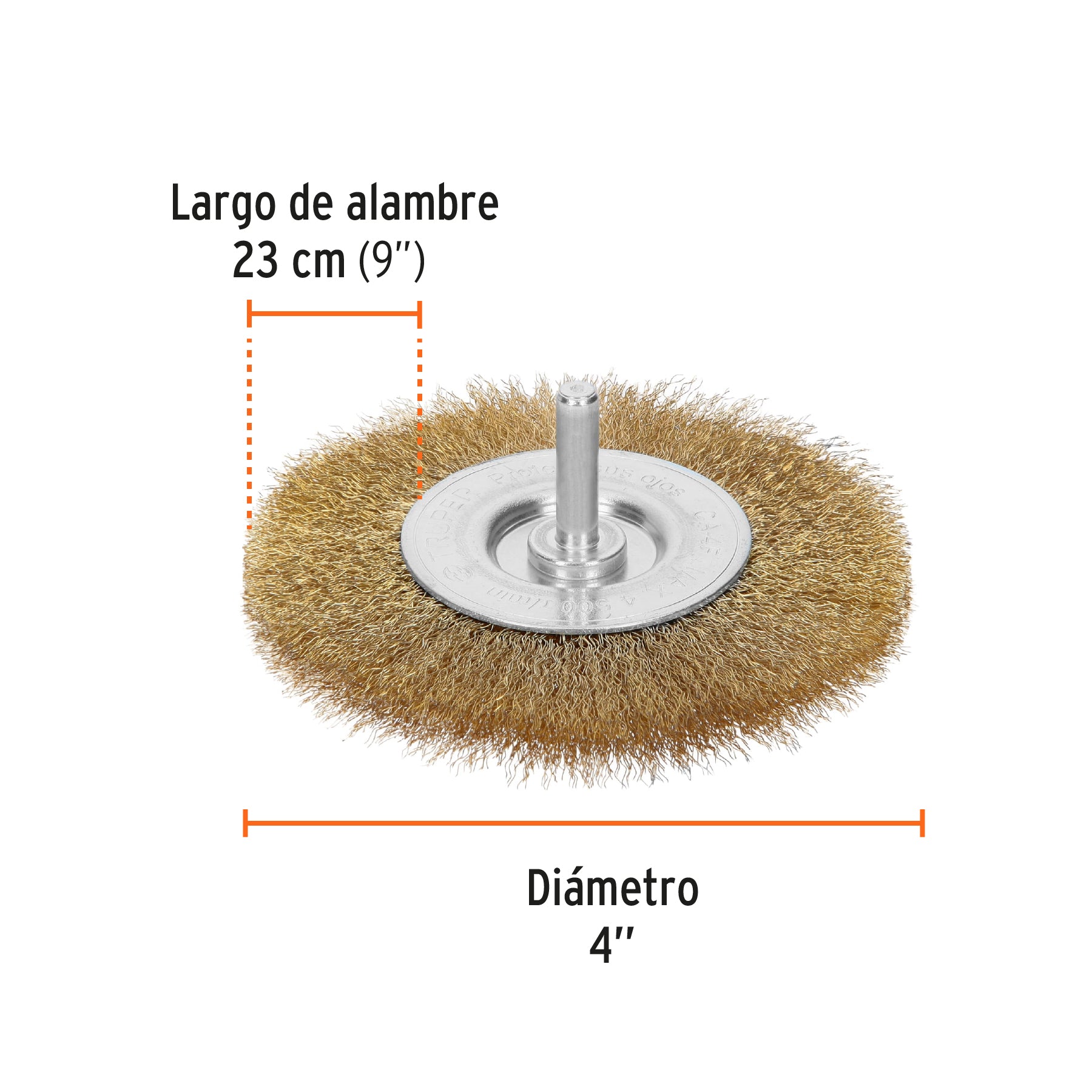 Carda circular 4", alambre fino, para taladro