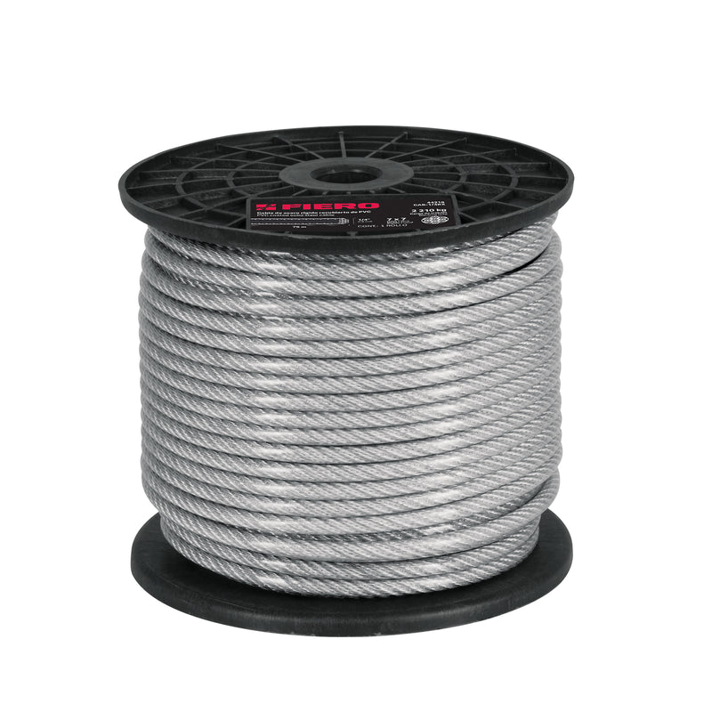 Cable rígido de acero 1/16", recubierto PVC, 7X7, 75 m