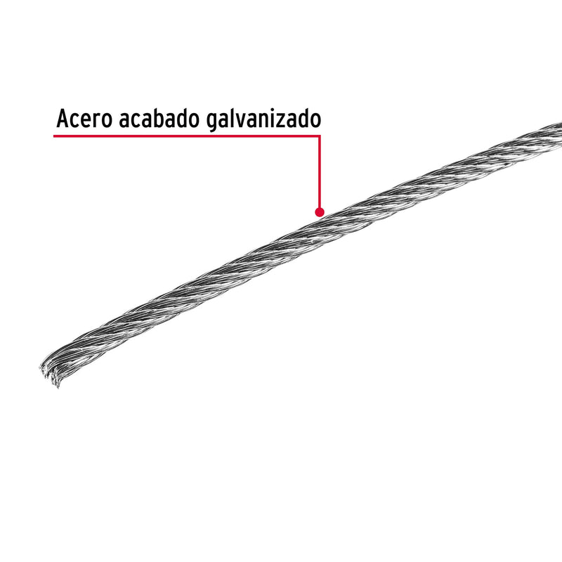 Cable rígido de acero 1/16", 7X7, 75 m