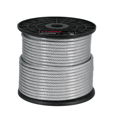 Cable flexible de acero 1/4", recubierto PVC, 7X19, 75 m