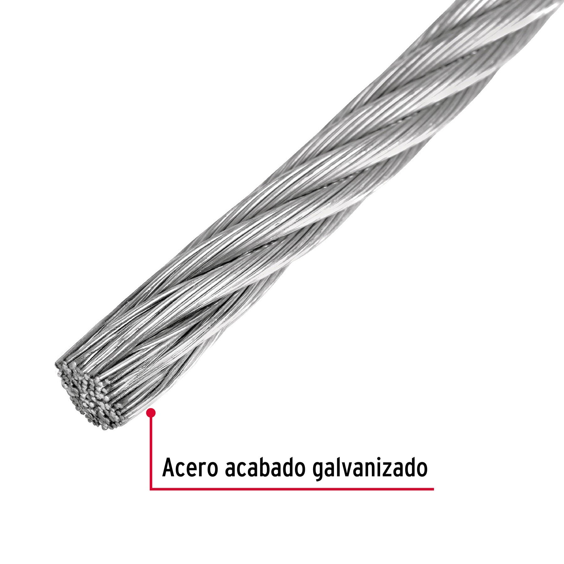 Cable rígido de acero 1/4", 7X7, 75 m