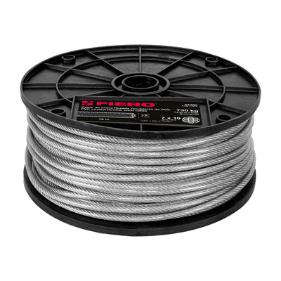 Cable flexible de acero 1/8", recubierto PVC, 7X19, 75 m