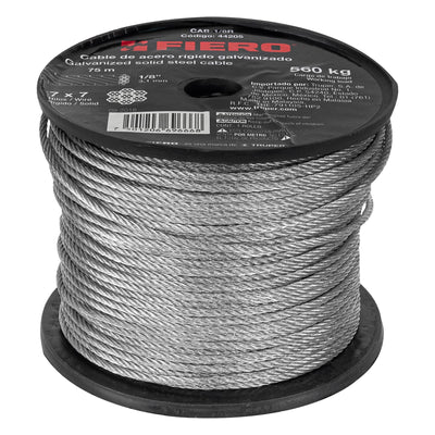 Cable rígido de acero 1/8", 7X7, 75 m