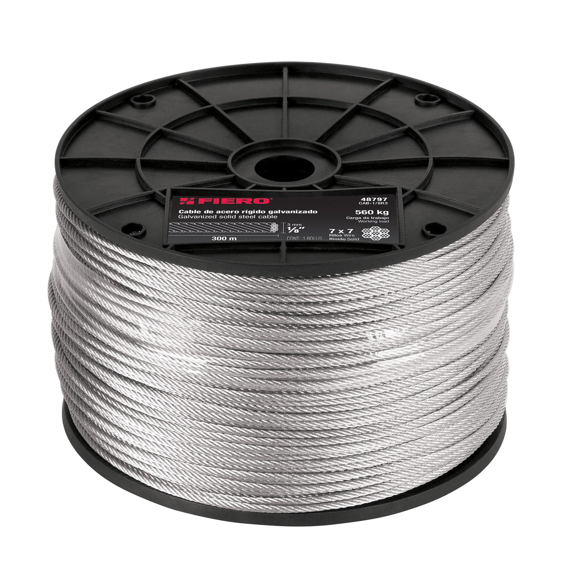 Cable rígido de acero 1/8", 7X7, 300 m