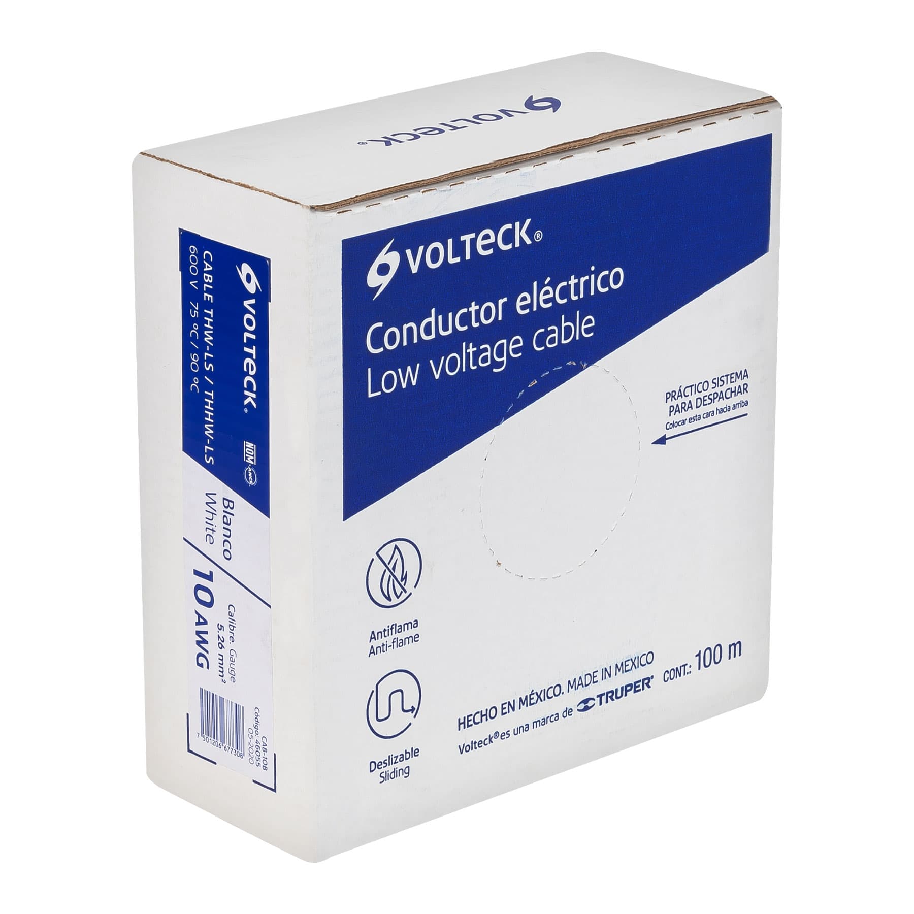 Cable THHW-LS, 10 AWG, color blanco rollo 100 m