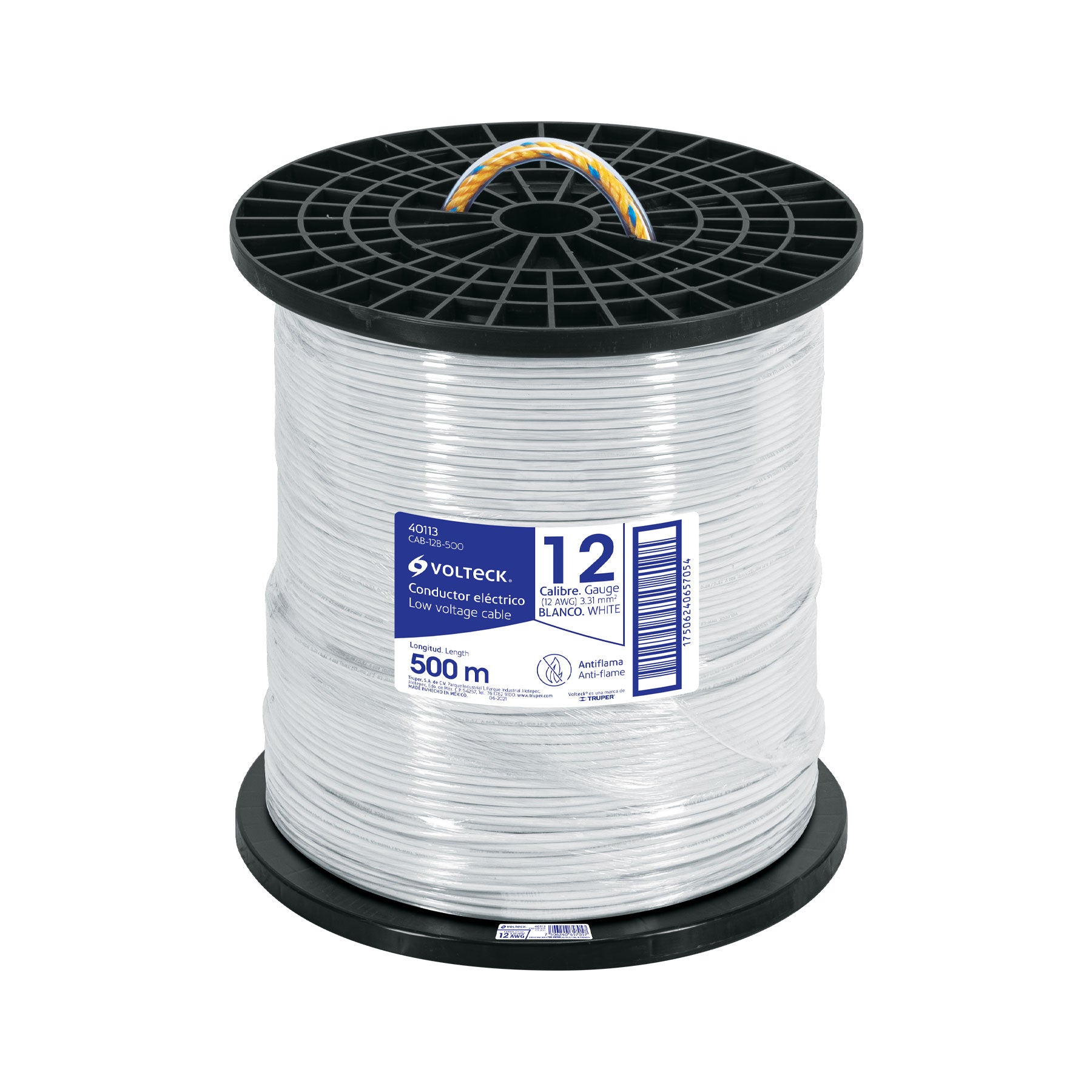 Cable THHW-LS, 12 AWG, blanco, bobina 500 m