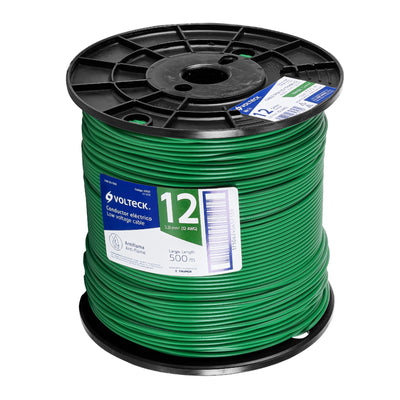 Cable THHW-LS, 12 AWG, verde, bobina 500 m