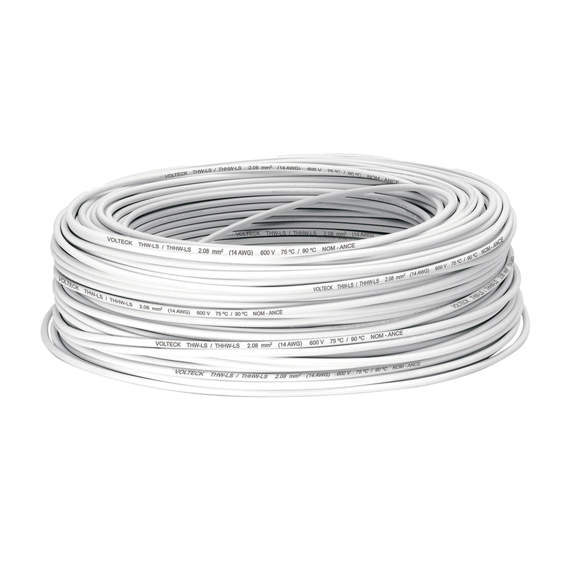 Cable THHW-LS, 14 AWG, color blanco rollo 100 m
