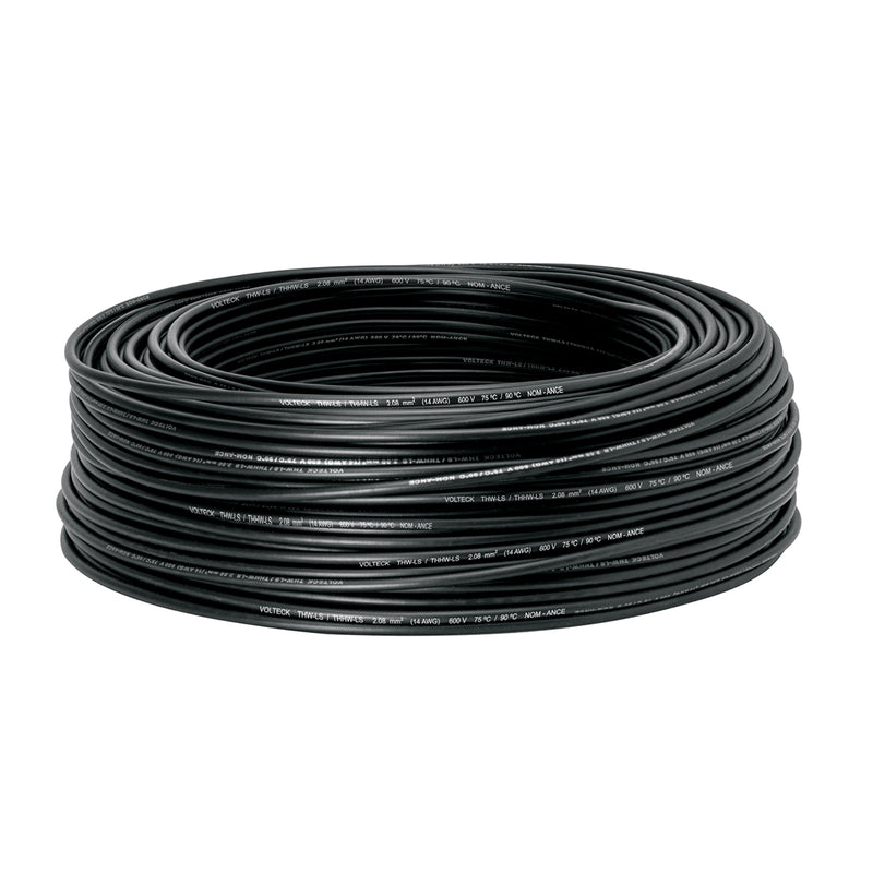 Cable THHW-LS, 14 AWG, color negro rollo 100 m
