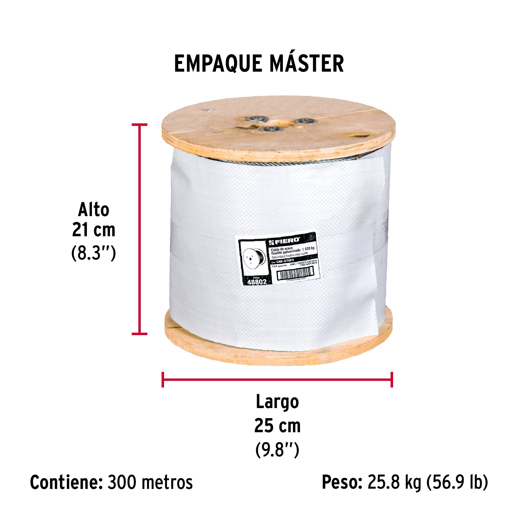 Cable flexible de acero 3/16", 7X19, 300 m