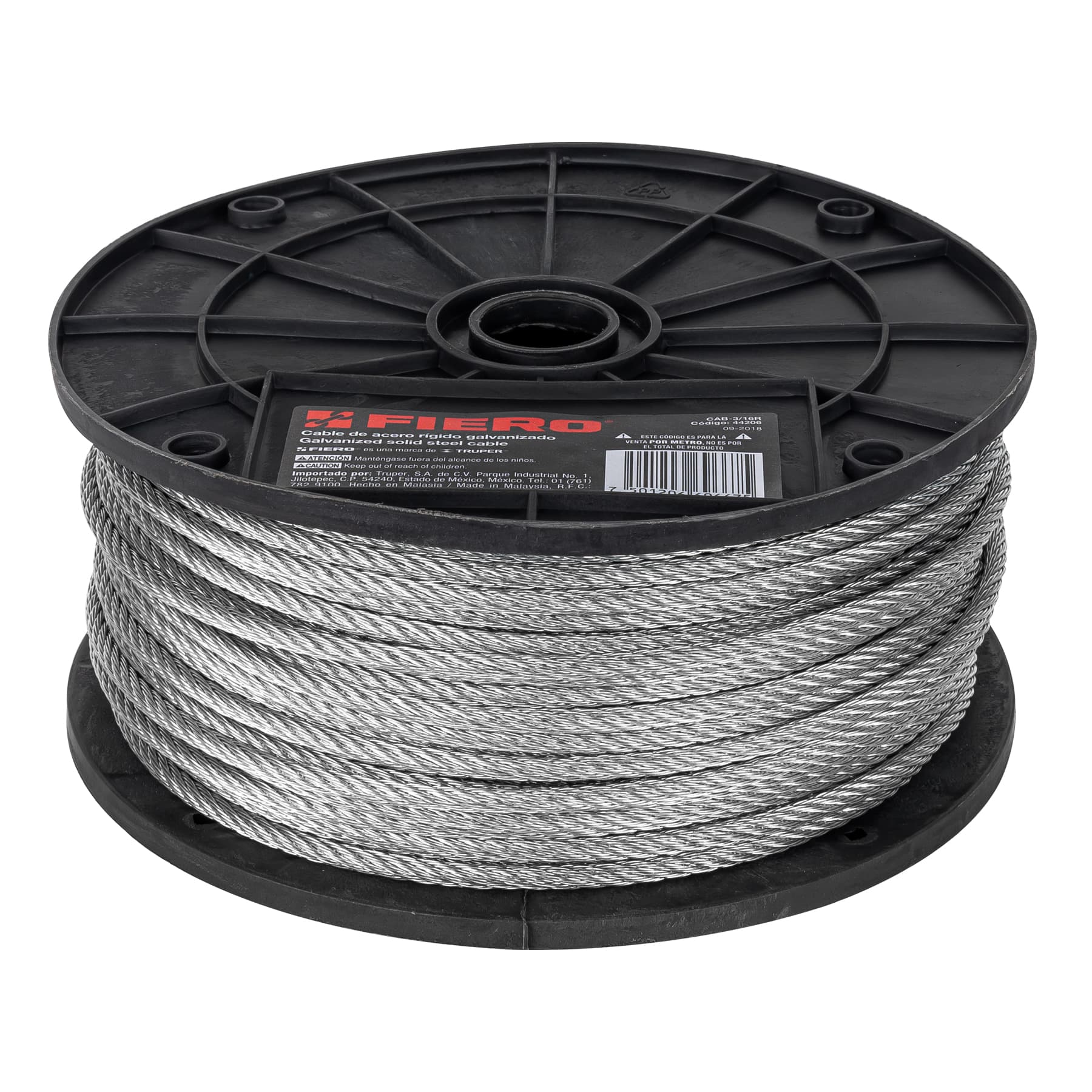Cable rígido de acero 3/16", 7X7, 75 m