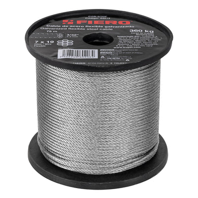 Cable flexible de acero 3/32", 7X19, 75 m