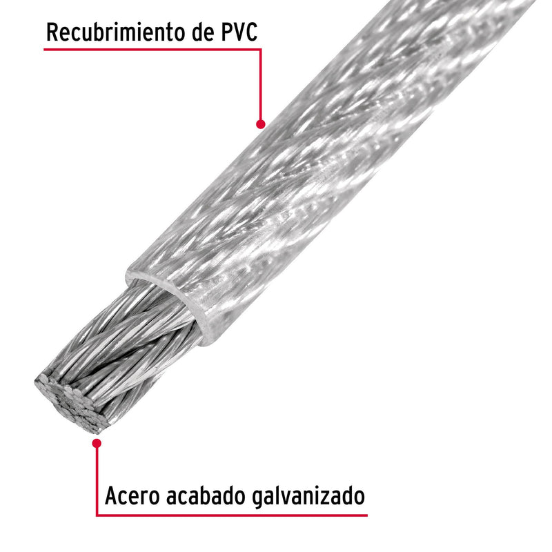 Cable flexible de acero 3/32, recubierto PVC, 7X19, 300 m