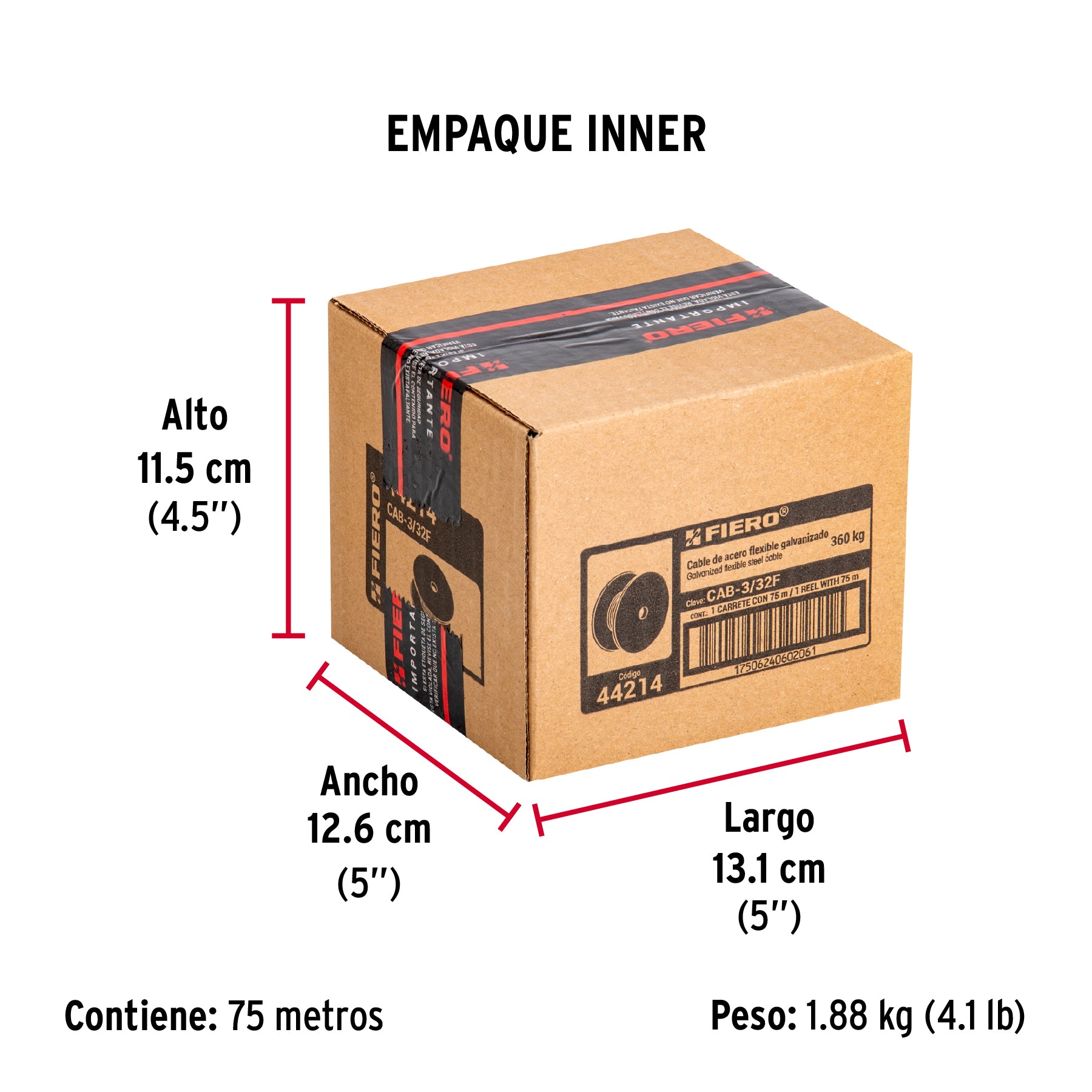 Cable flexible de acero 3/32", 7X19, 75 m
