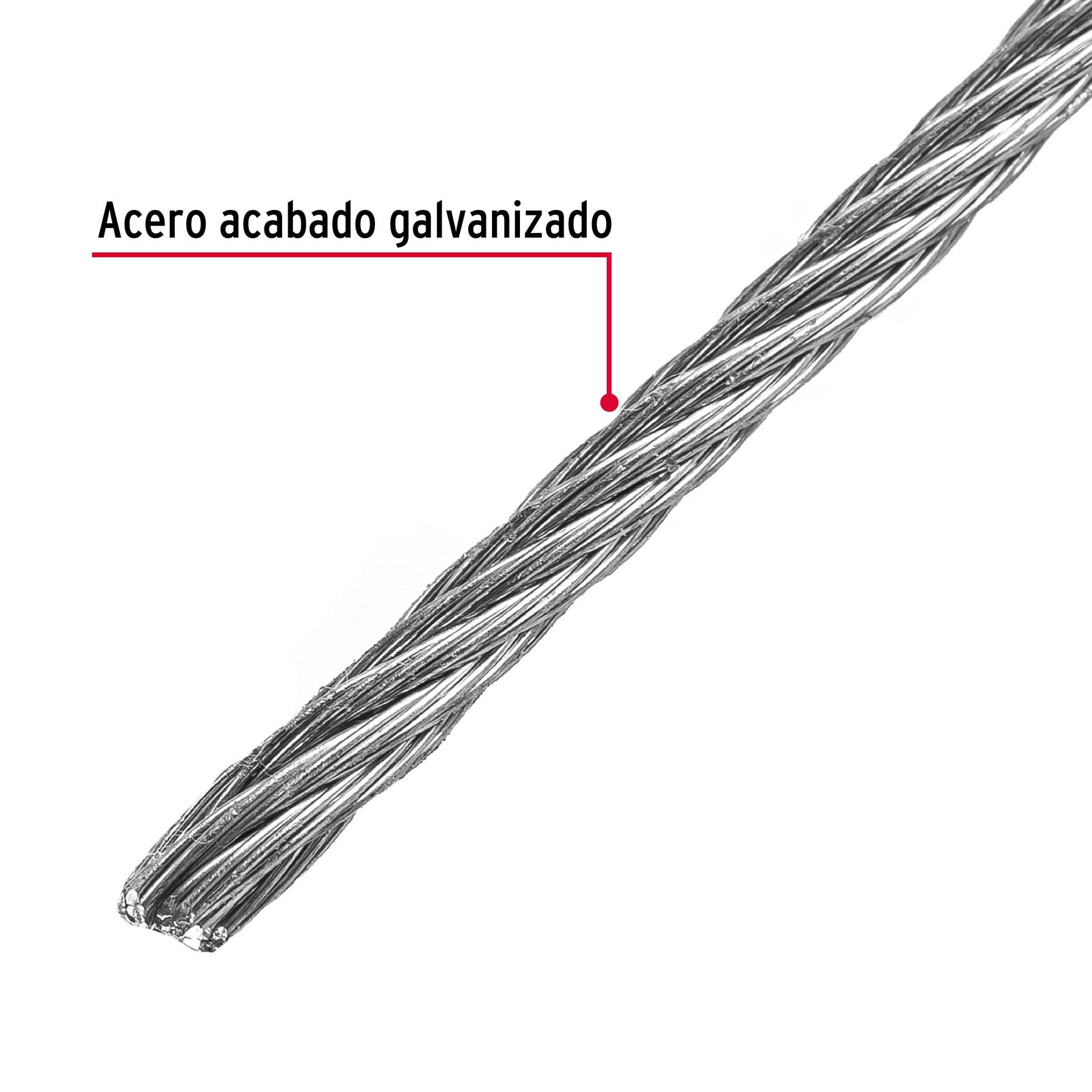 Cable rígido de acero 3/32", 7X7, 75 m