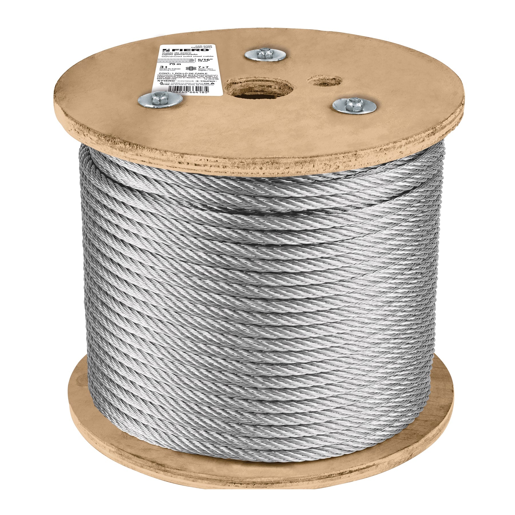 Cable rígido de acero 5/16", 7X7, 75 m
