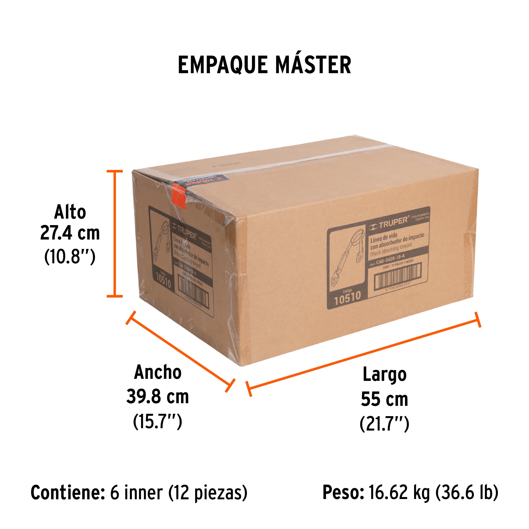 Línea de vida con absorbedor de impacto, 1.8 m, ANSI