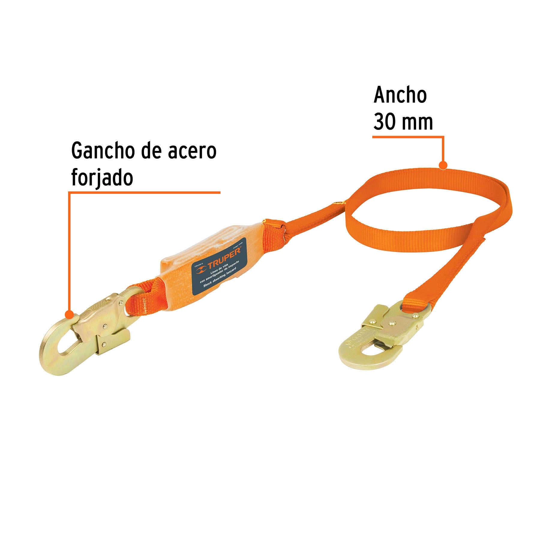 Línea de vida con absorbedor de impacto, 1.8 m