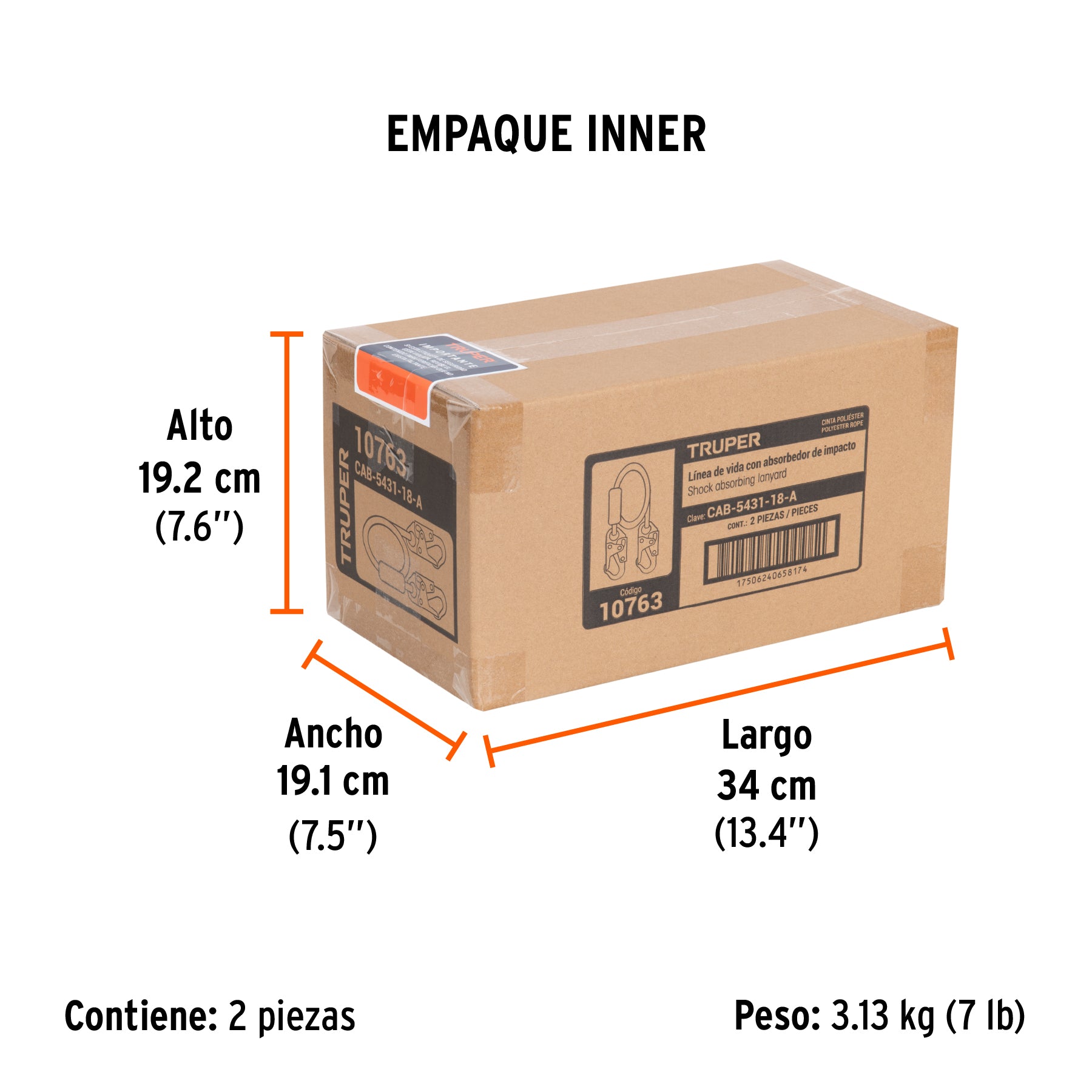 Línea de vida de nylon con amortiguador, 1.8 m, ANSI
