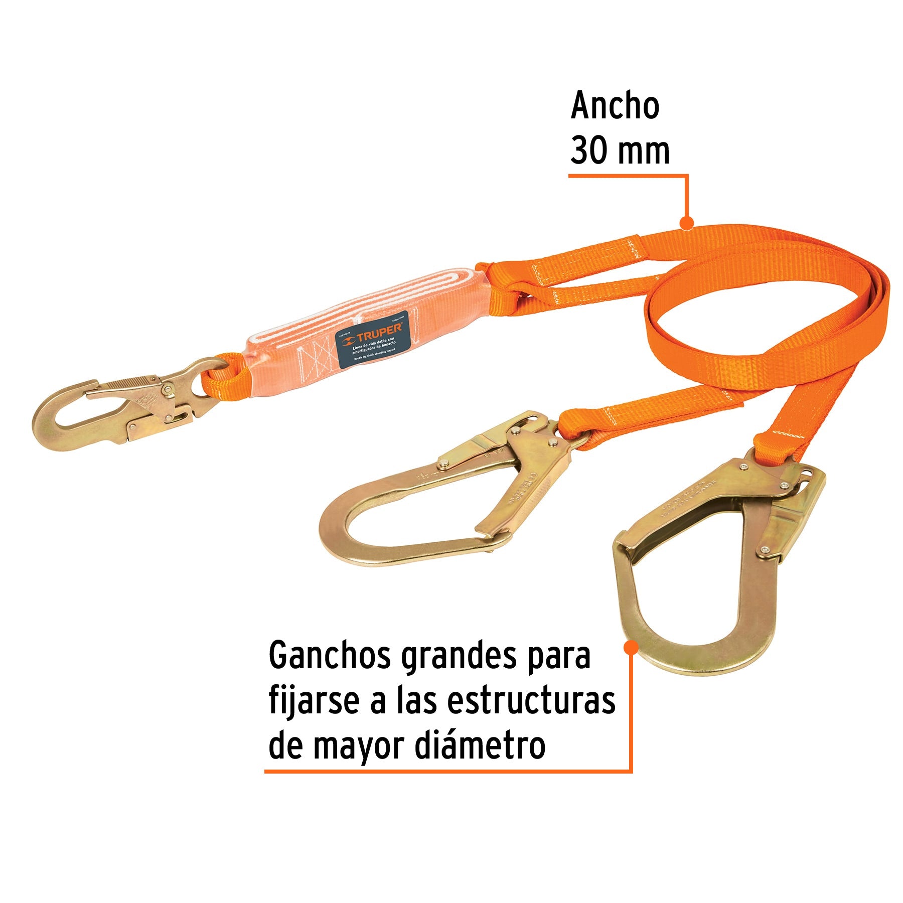 Línea de vida con 2 ganchos, 1.8 m