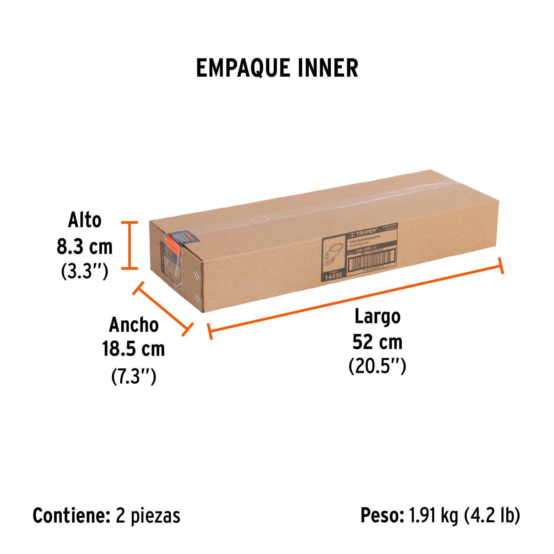 Cable de posicionamiento con 2 ganchos, 1.5 m