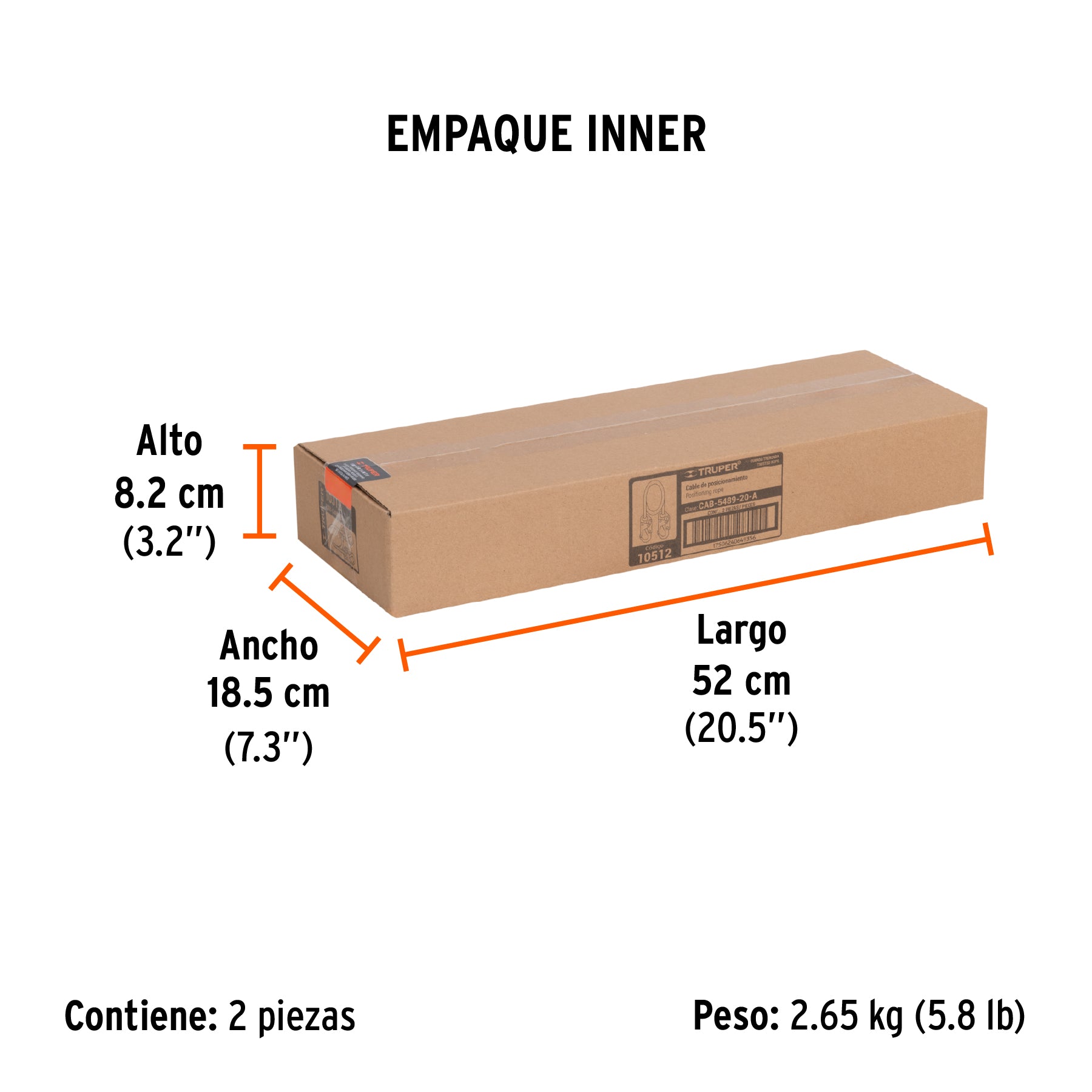Cable de posicionamiento con 2 ganchos, 2 m, ANSI