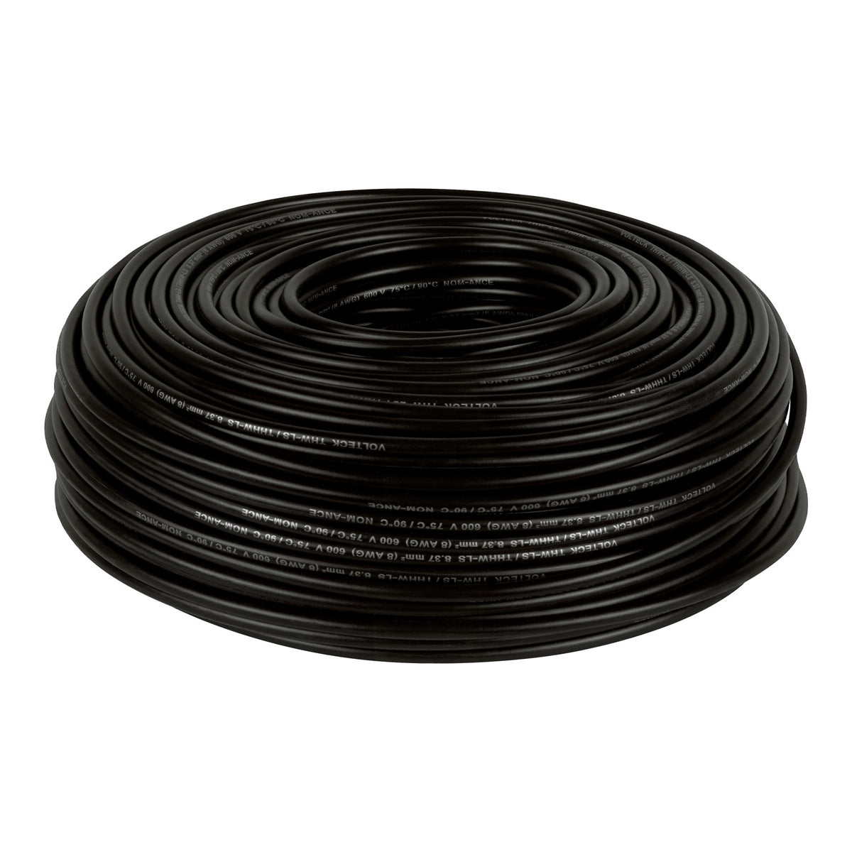Cable THHW-LS, 8 AWG, color negro rollo 100 m