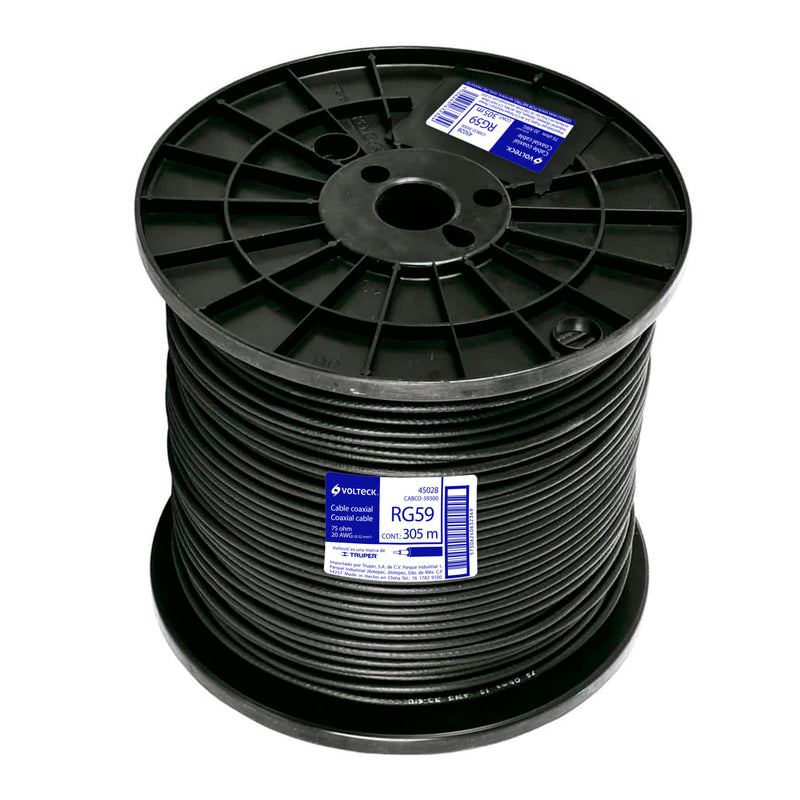 Cable coaxial RG 59, carrete 300 metros