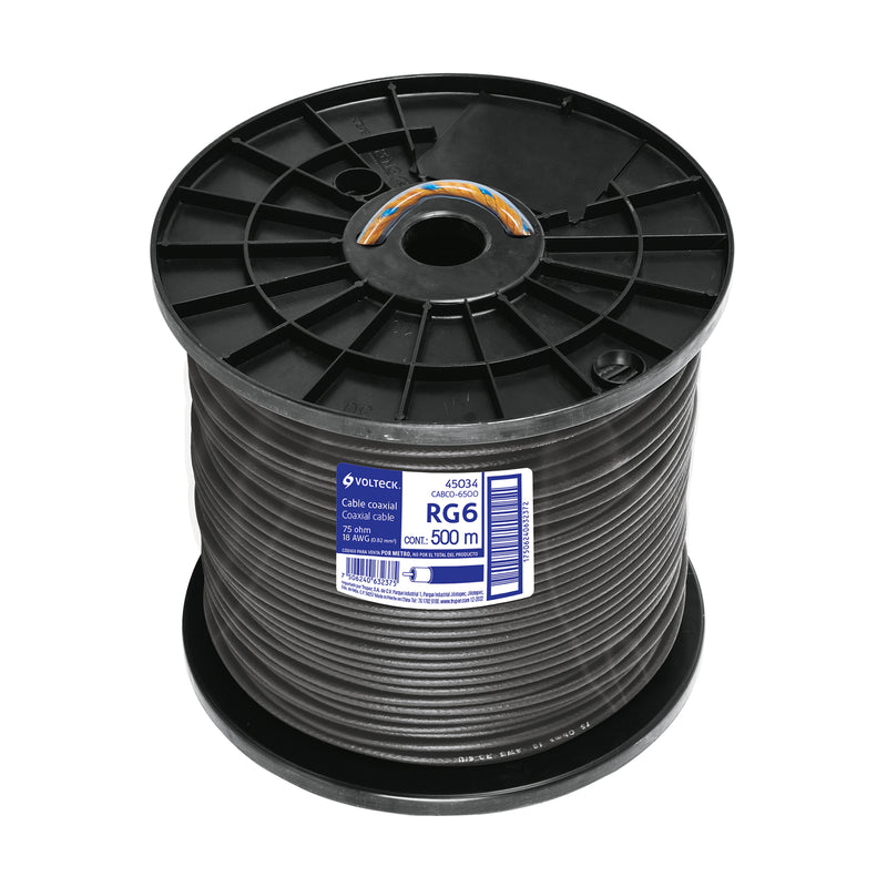 Cable coaxial RG 6, carrete 500 metros