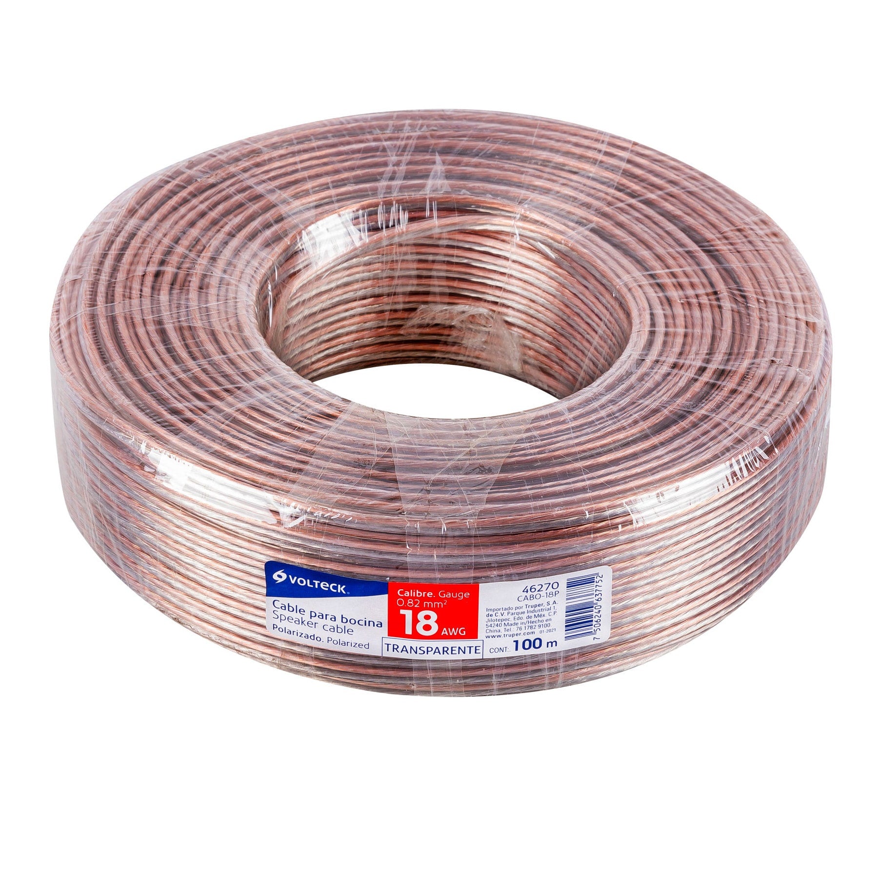 Cable para bocina, 18 AWG, polarizado, 100 m