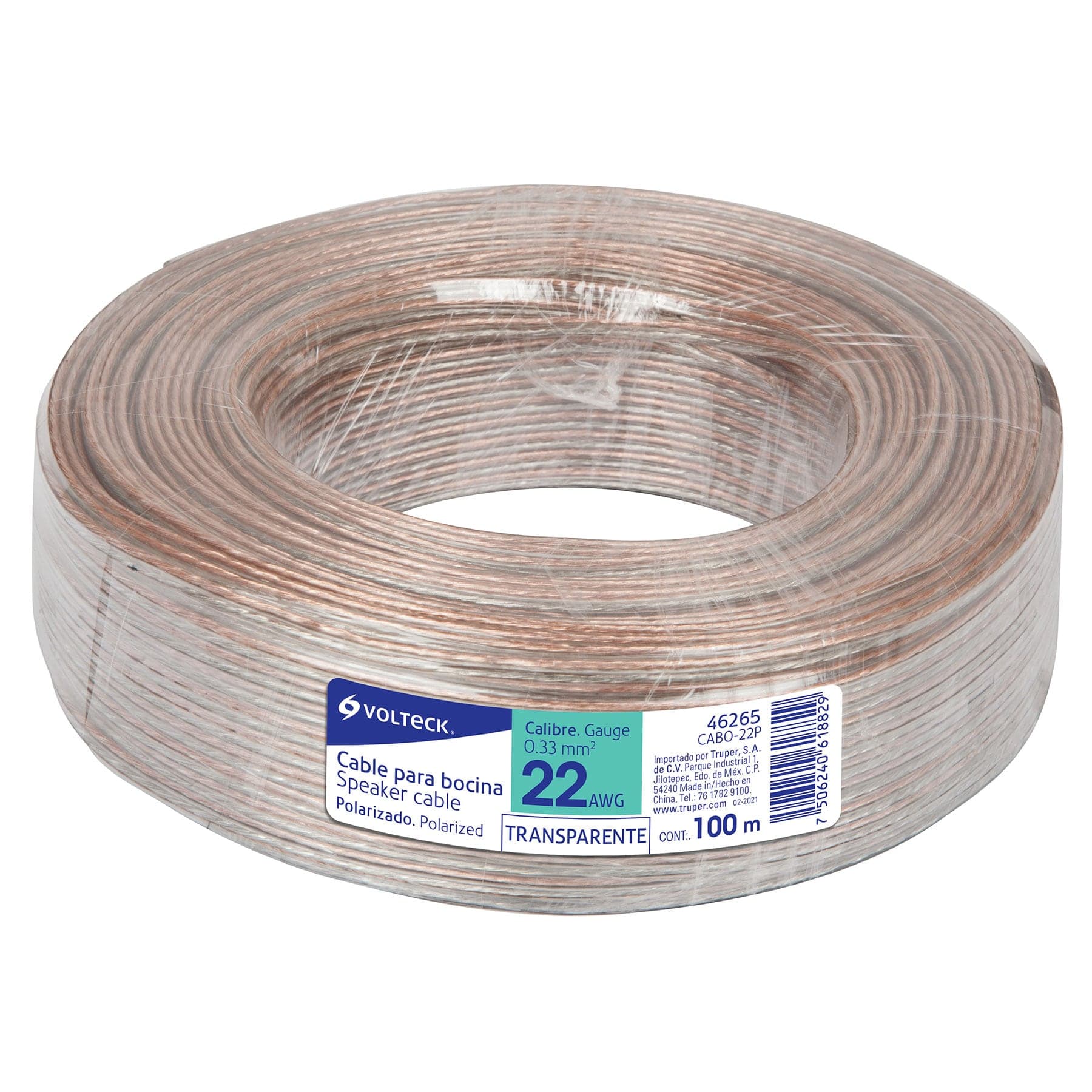 Cable para bocina, 22 AWG, polarizado, 100 m