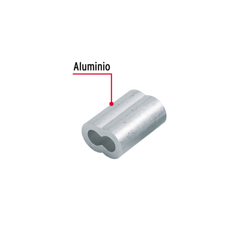 Bolsa con 50 casquillos dobles de aluminio, 1/4', Fiero